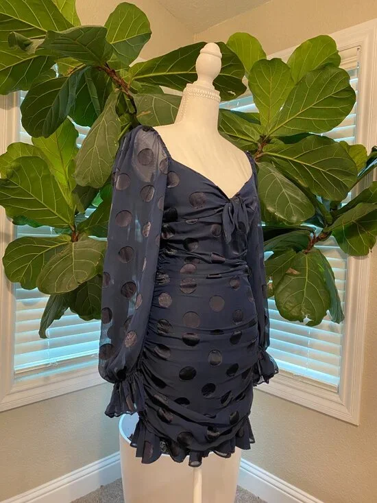 For Love & Lemons Lula Dress β Size XS β Navy Blue β Mini β Cocktail Dress - Picture 2 of 13